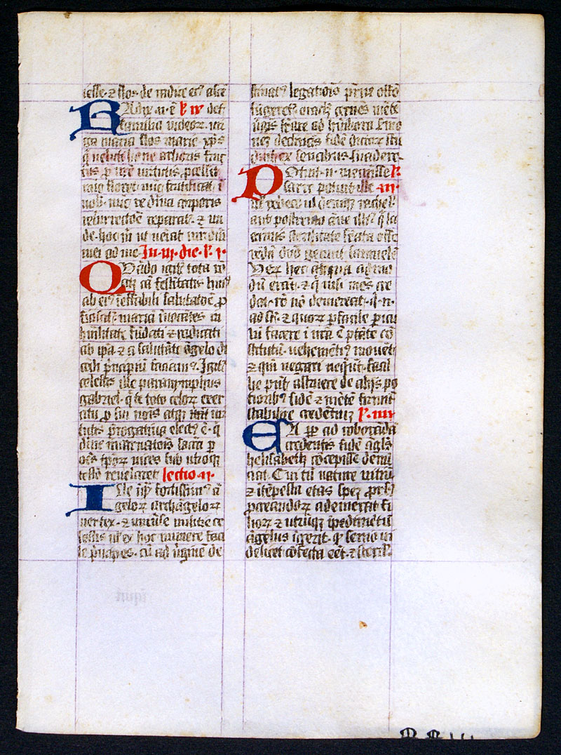 A Medieval Breviary Leaf c 1470 - St Ambrose Commentary