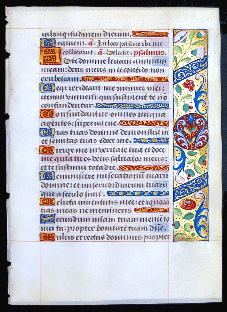 A Book of Hours Leaf c 1470-90 - Elaborate borders - Psalms