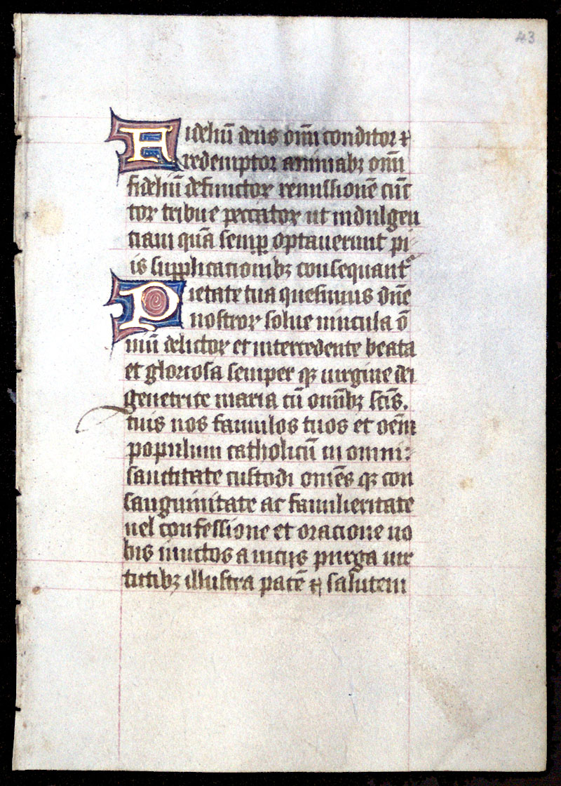 Book of Hours Leaves - 3 Continuous Leaves - 1450 Sarum Use