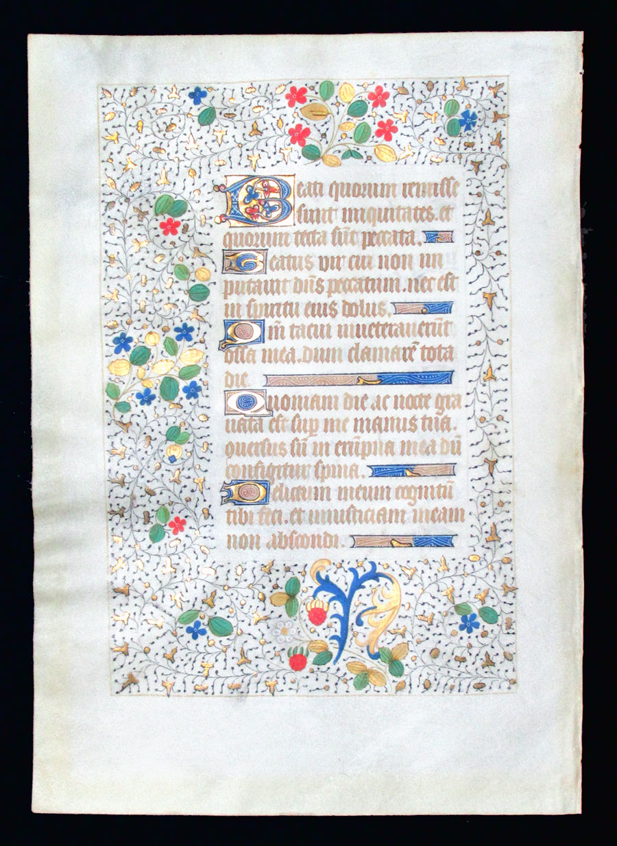 c 1435-50 Book of Hours Leaf - Beautiful Illumination - Ex Ege