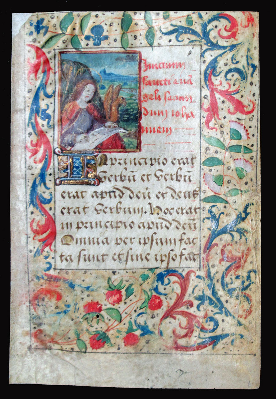 c 1500 Book of Hours Leaf - John on Patmos
