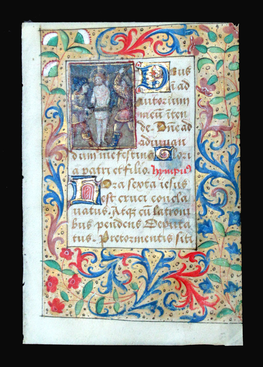 c 1500 Book of Hours Leaf - The Flagellation