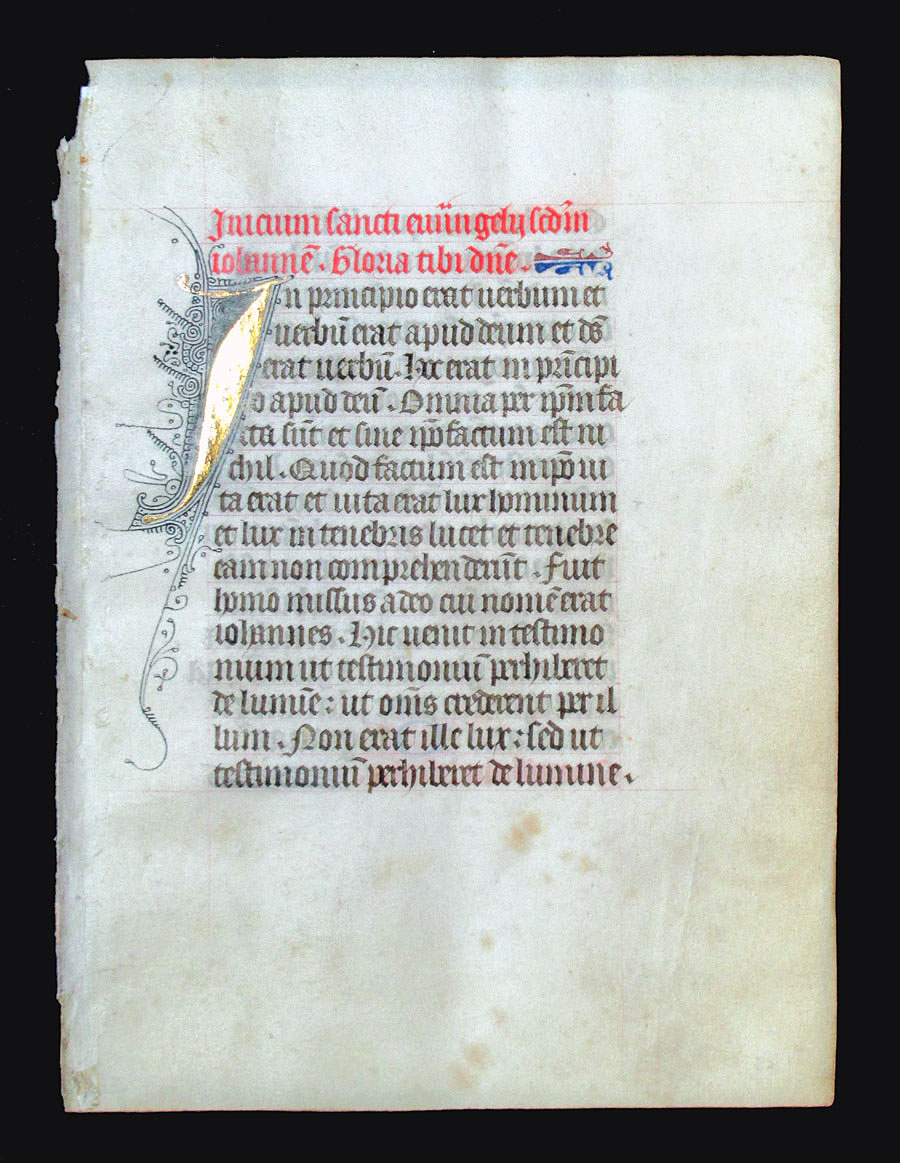 c 1425-50 Book of Hours Leaf - In the beginning was the Word...