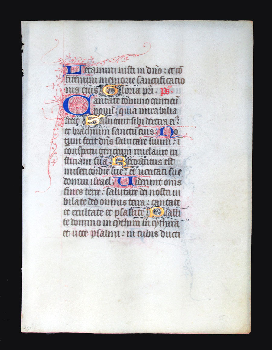 c 1425-50 Book of Hours Leaf  Sing ye to the Lord a new canticle