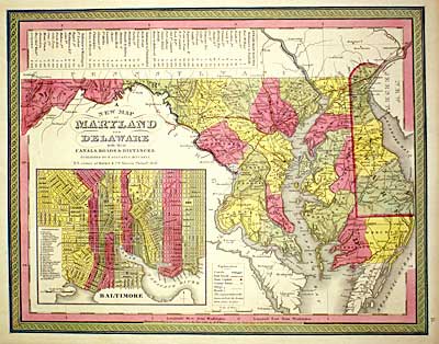 ''...Maryland and Delaware'' c 1847 - Mitchell