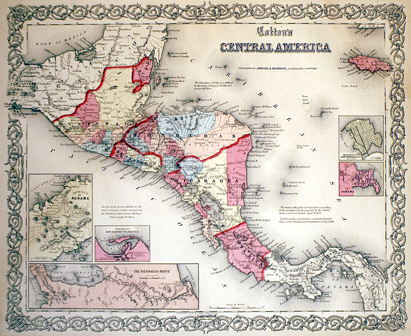 c 1860 ''Colton's Central America''  - Johnson