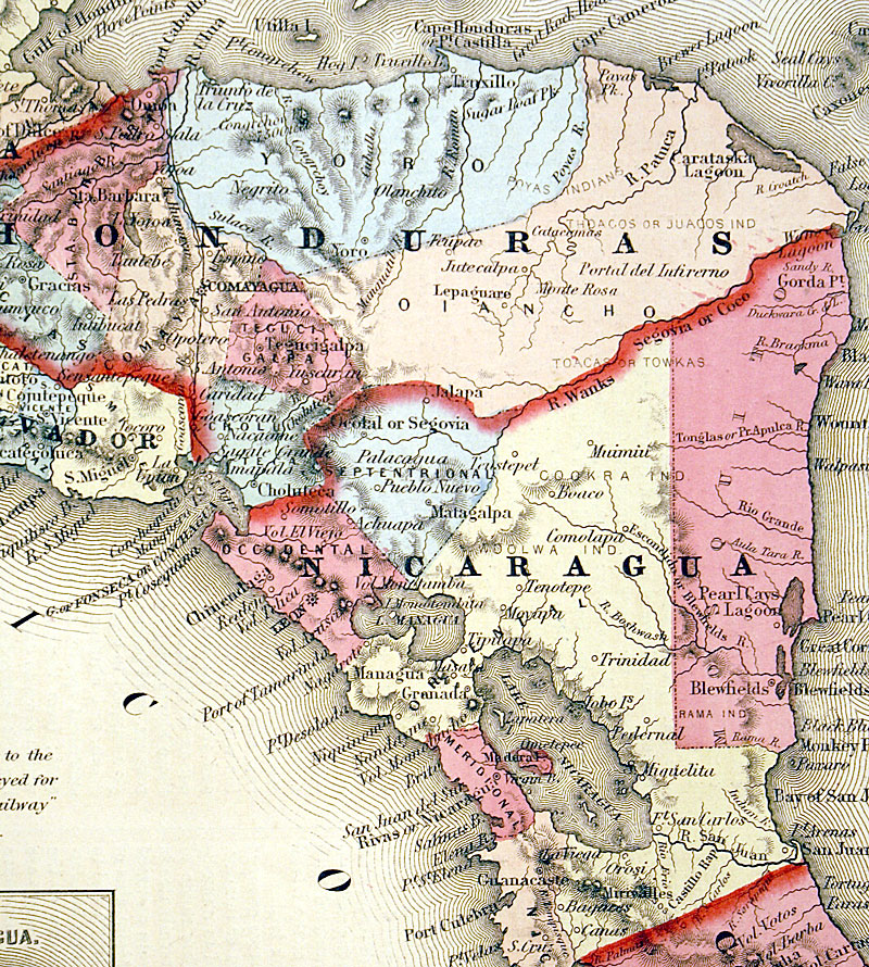 c 1860 ''Colton's Central America''  - Johnson
