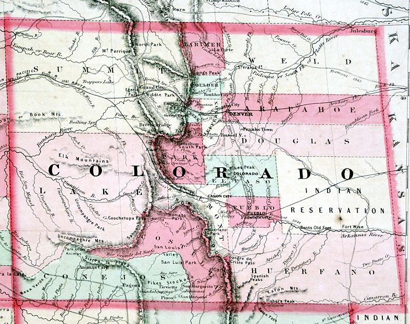 c 1865 Map of the US Southwest - Johnson
