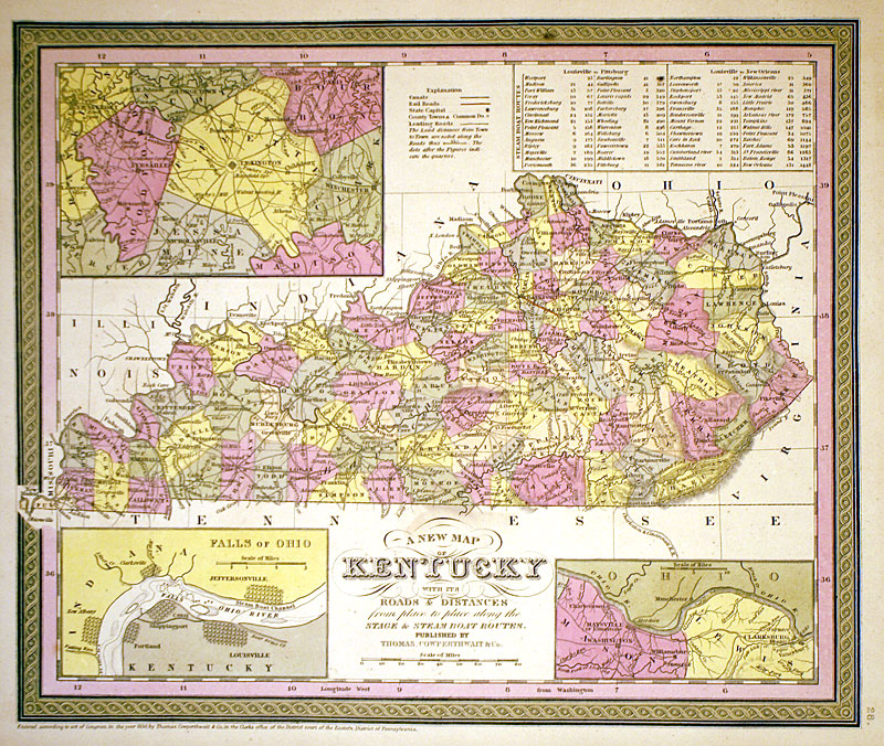 ''A New Map of Kentucky...''  - Cowperthwait, c. 1853