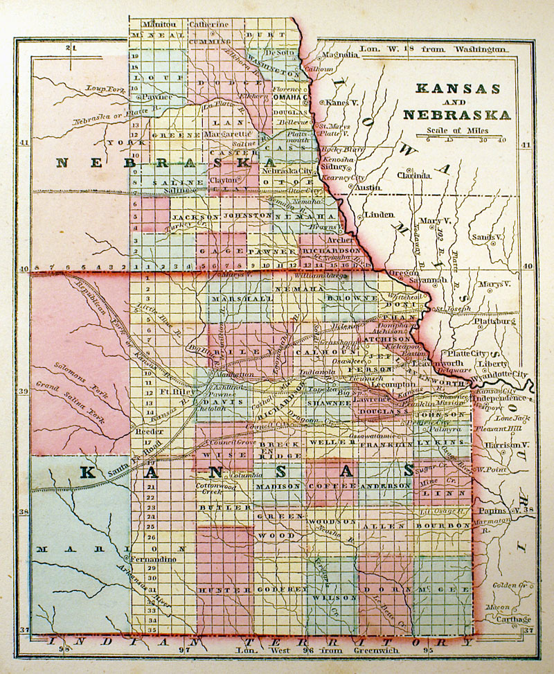 KANSAS and NEBRASKA c. 1857 - Morse & Gaston