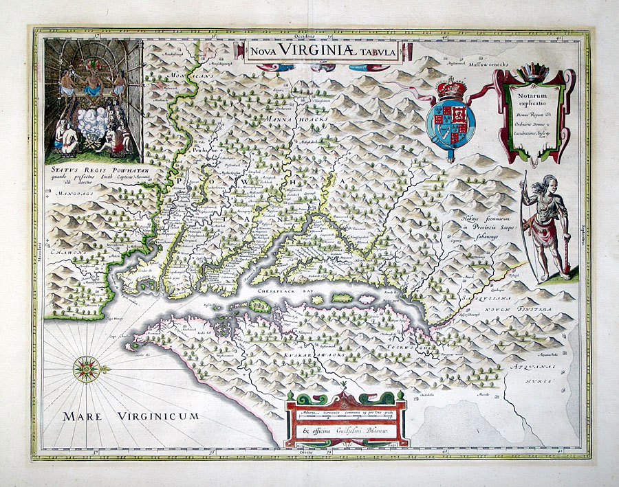 c 1640 ''Nova Virginia Tabula''  Blaeu Chesapeake