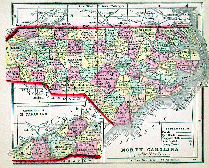 NORTH CAROLINA c. 1857 - Morse & Gaston