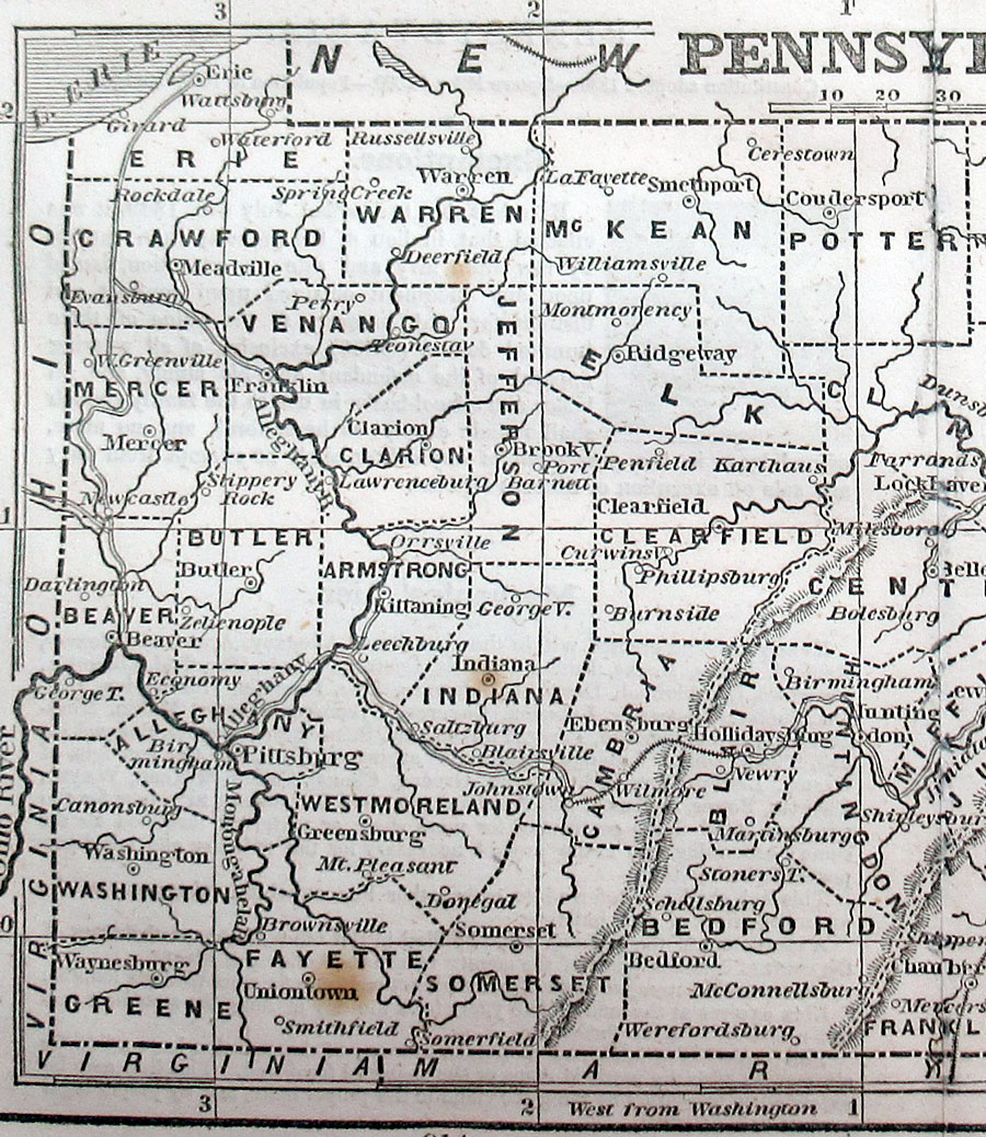 C 1851 PENNSYLVANIA - Phelps Map- 1st Ed 