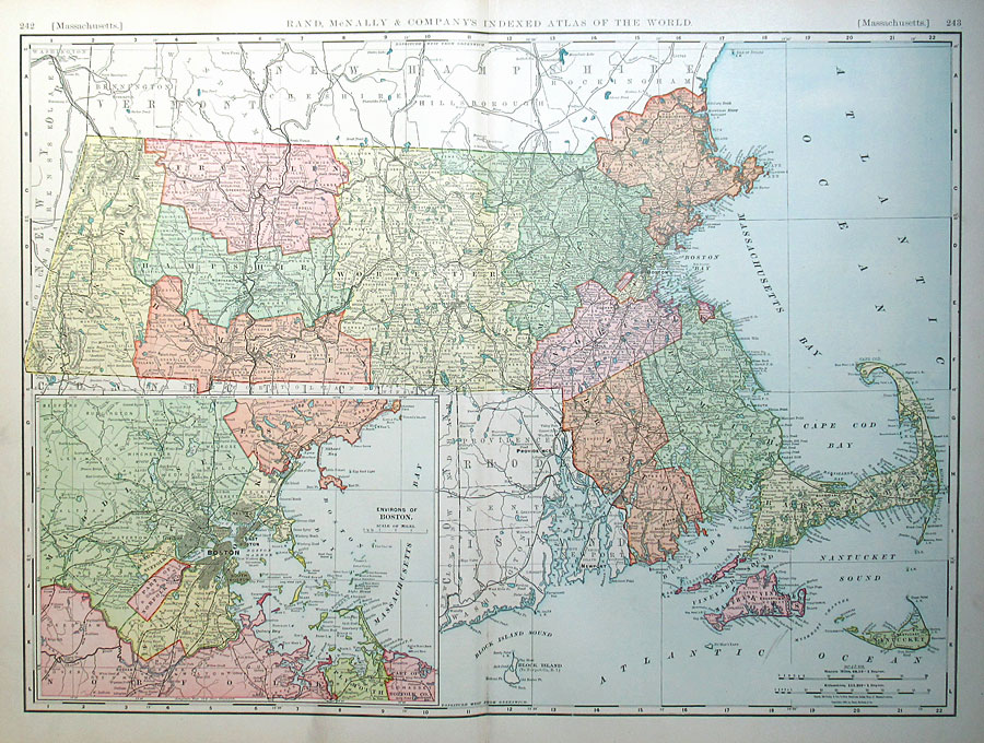c 1894 Map of Massachusetts - Rand, McNally & Co