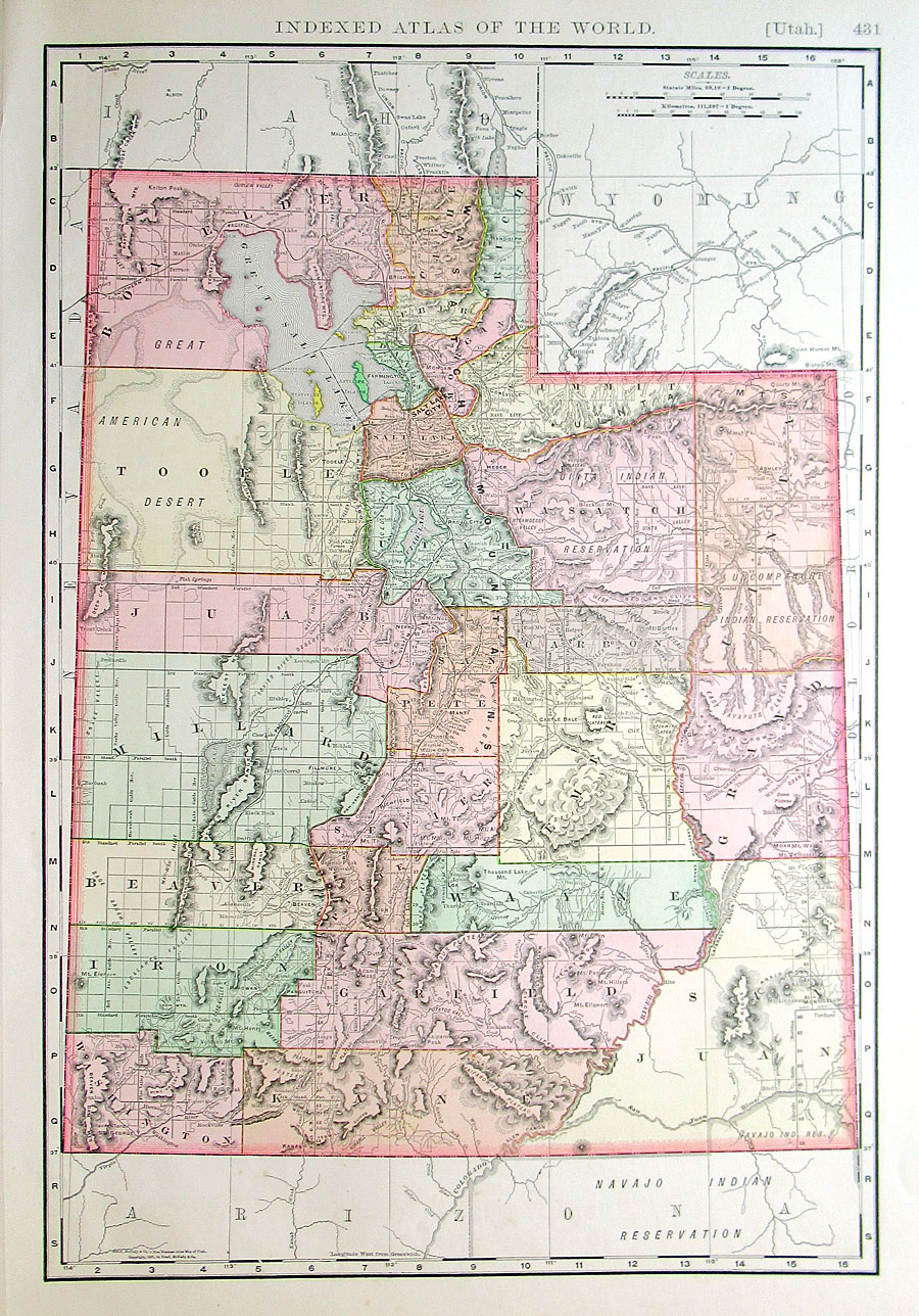 c 1895 Rand, McNally & Co map of Utah