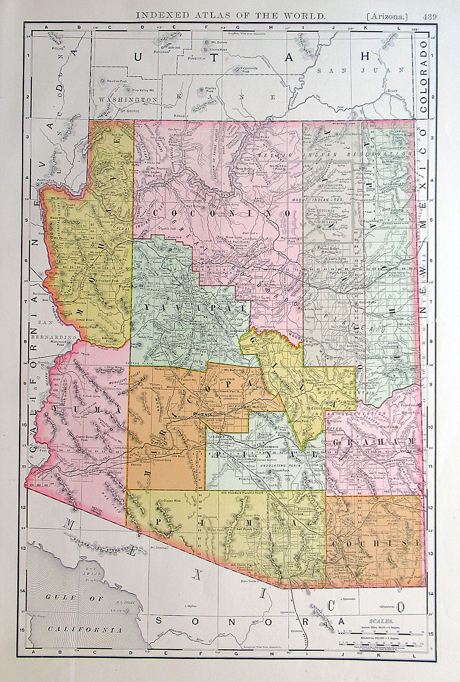 c 1895 Rand, McNally & Co map of Arizona Territory