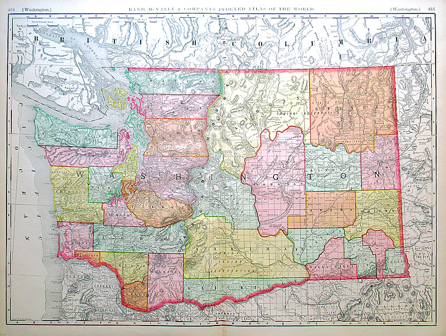 c 1895 Rand, McNally & Co large map of Washington