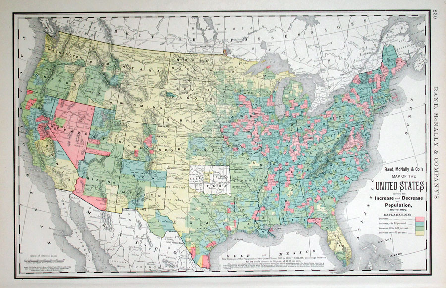 C 1894 UNITED STATES SHOWING POPULATION CHANGE - Rand, McNally