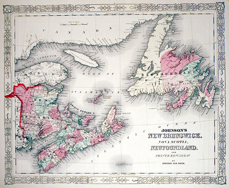 c 1864 ''Johnson's New Brunswick, Nova Scotia,Newfoundland...''