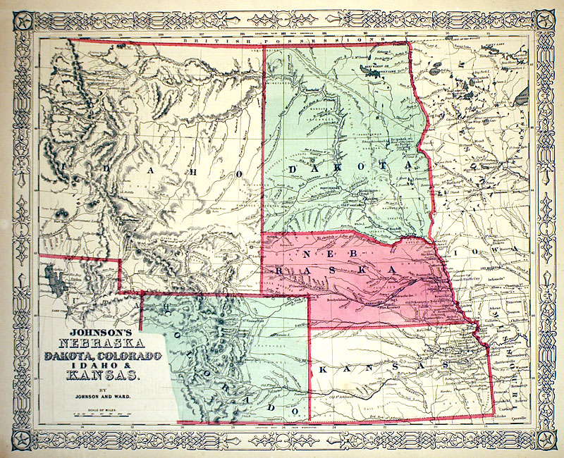 c 1864 ''...NEBRASKA DAKOTA COLORADO IDAHO & KANSAS''
