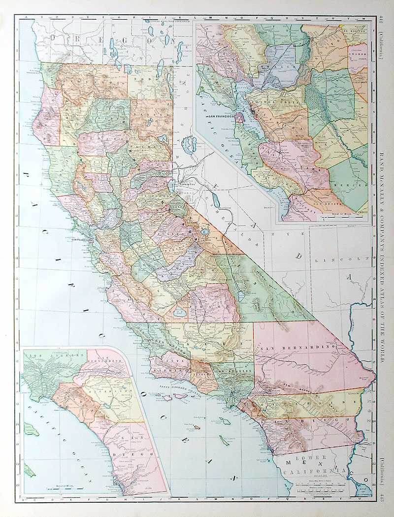 c 1894 California - Rand, McNally - Great Detail
