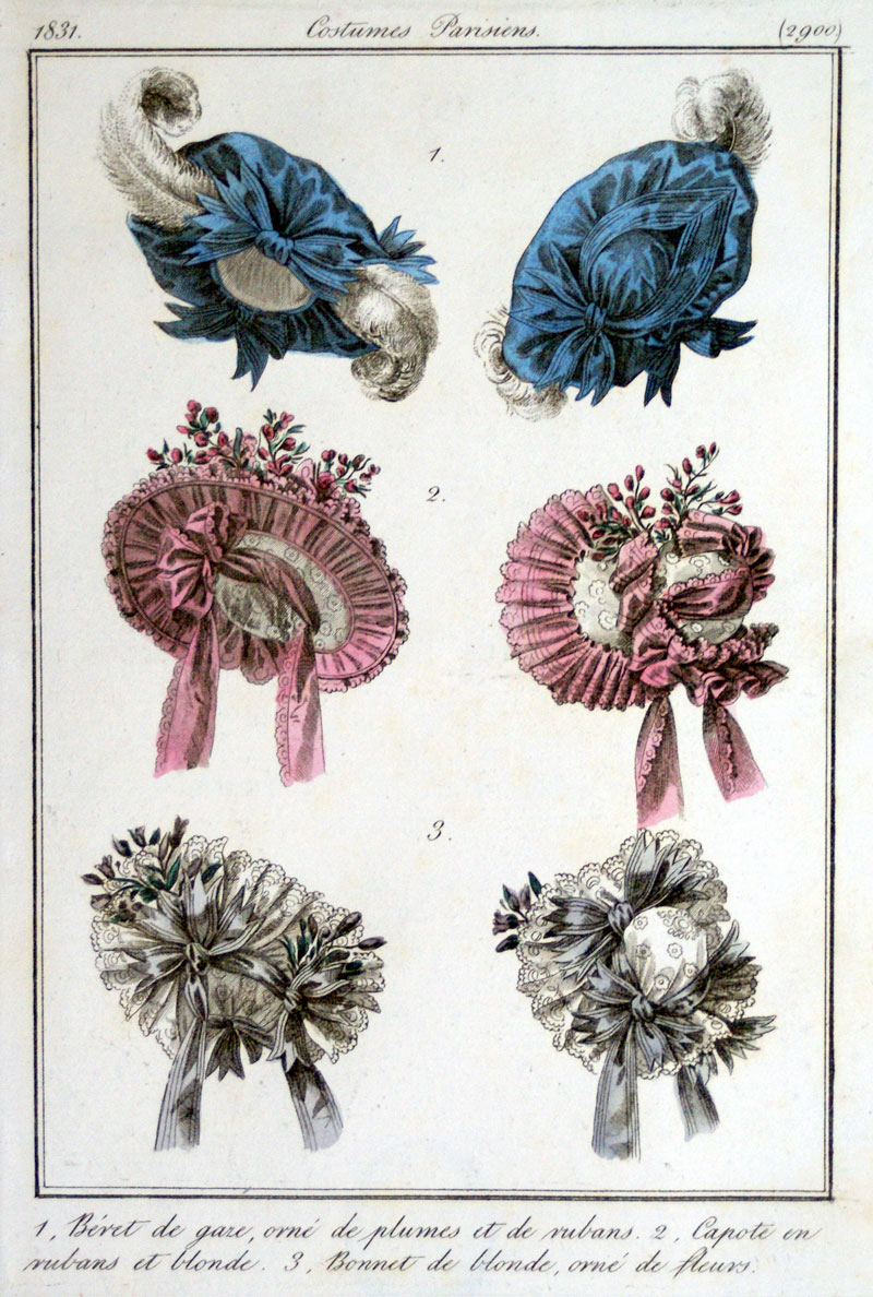 Ladies Fashionable Hats in the 1830's - Paris