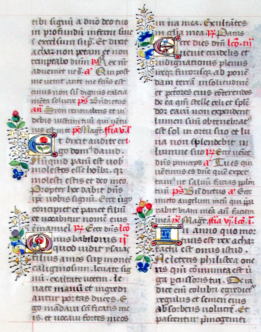 c 1474 Breviary Leaf - France (Use of Autun) - Season of Advent
