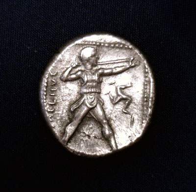 Greek Silver Stater - Athletes Wrestling - c 370-333 BC