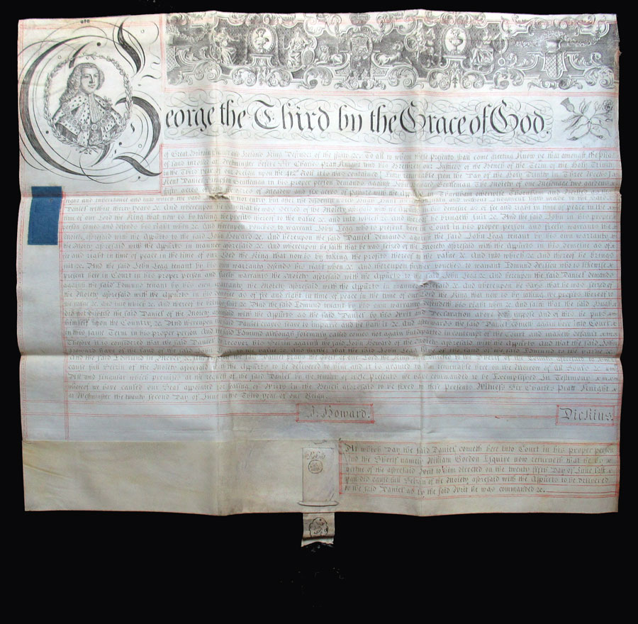 1763 George III English Legal Document on Parchment