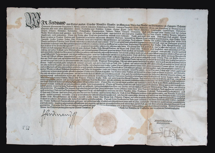 c 1560 Broadside Document - Ferdinand I - Holy Roman Emperor