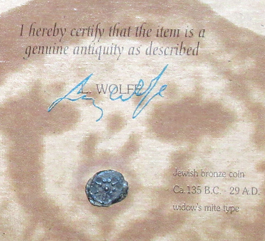 c 1240-50 Bible Leaf with Original Widow's Mite coin - Luke