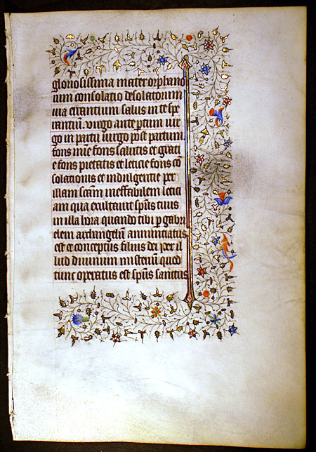 Medieval Book of Hours Leaf - Elegant borders - Obsecro Te