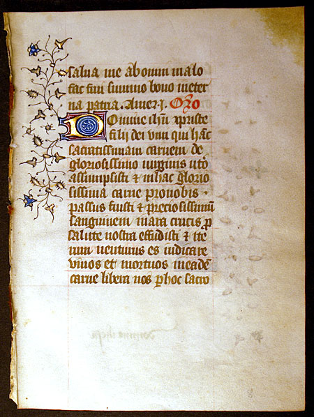 Medieval Book of Hours Leaf - Beautiful Rinceaux Borders