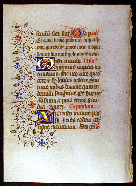 Medieval Book of Hours Leaf - Elegant rinceaux border