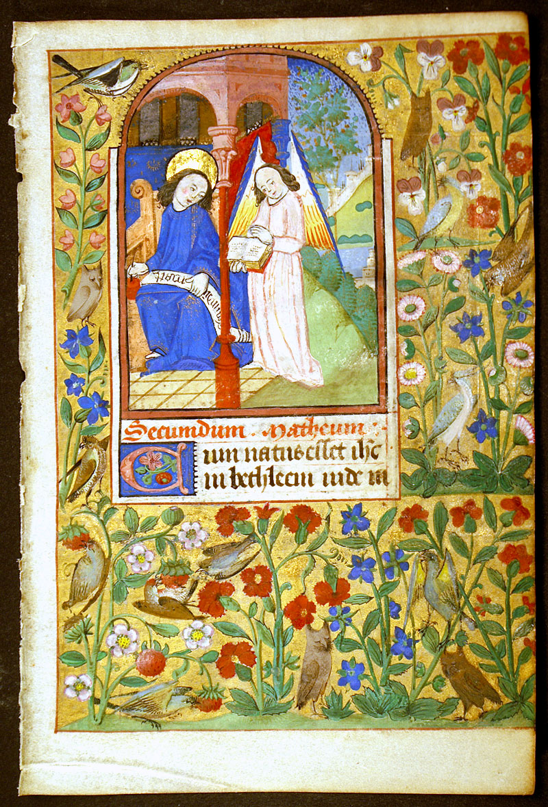 Medieval Book of Hours Leaf - St. Matthew writing his Gospel