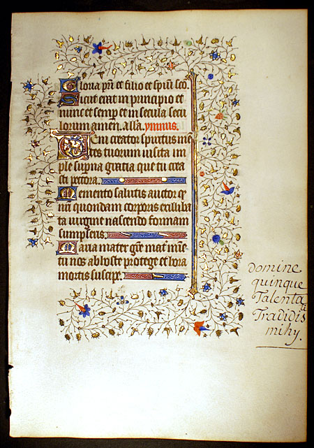 Medieval Book of Hours Leaf - Elaborate Rinceaux Borders!