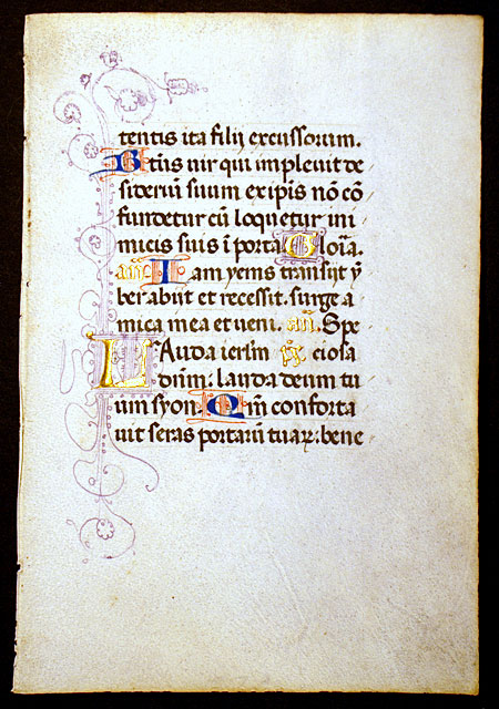 Medieval Book of Hours Leaf - Psalms - Italian