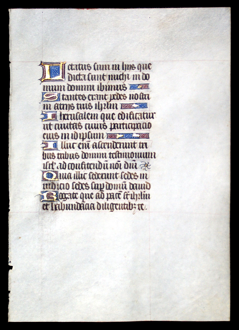 c 1430 Book of Hours Leaf - Psalm 121 (KJ 122) complete