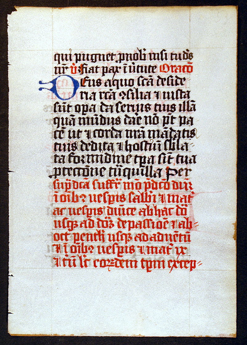 Medieval Breviary Leaf - Prayer for Peace
