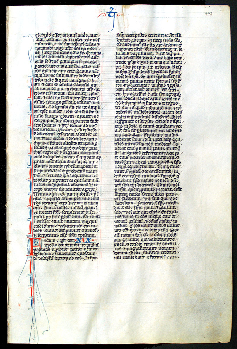 c 1247 Bible Leaf - Whale in margin - Acts