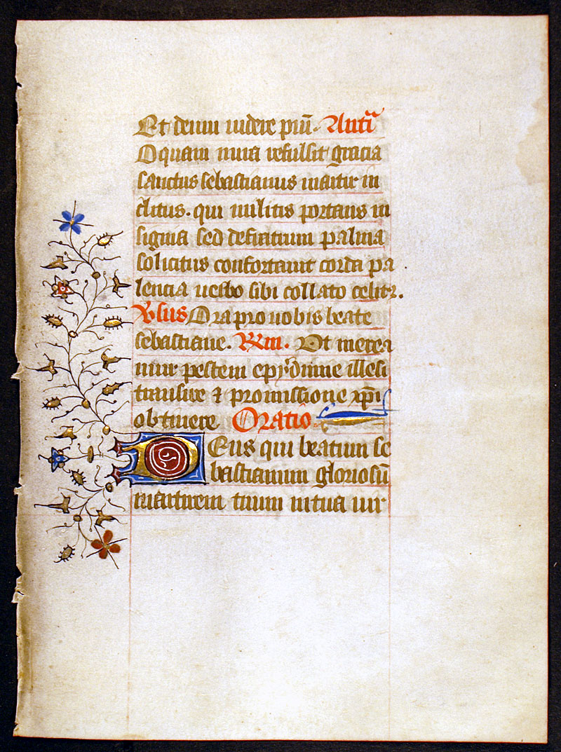 Medieval Book of Hours Leaf - St Sebastian