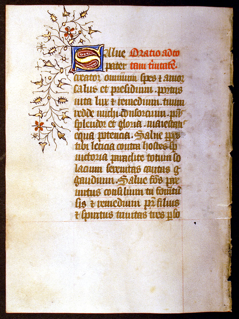 Medieval Book of Hours Leaf - Elegant Initial