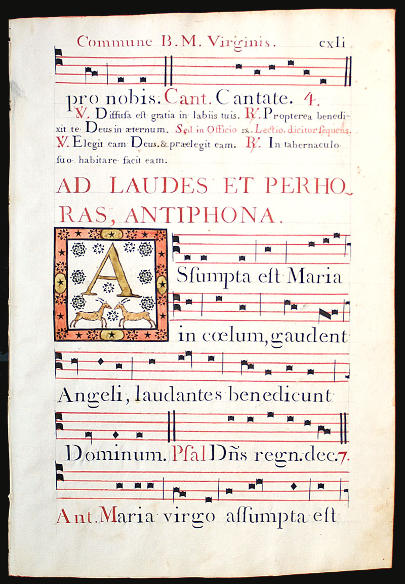 c 1778 Gregorian Chant - deer - stars - flowers