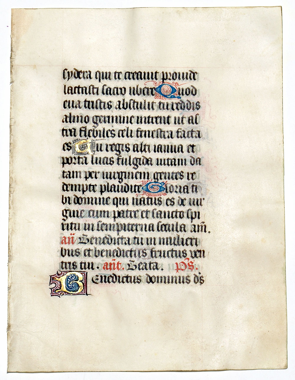 A c1440 Medieval Hours Leaf - Gloriosa Domina - Canticle Zachary