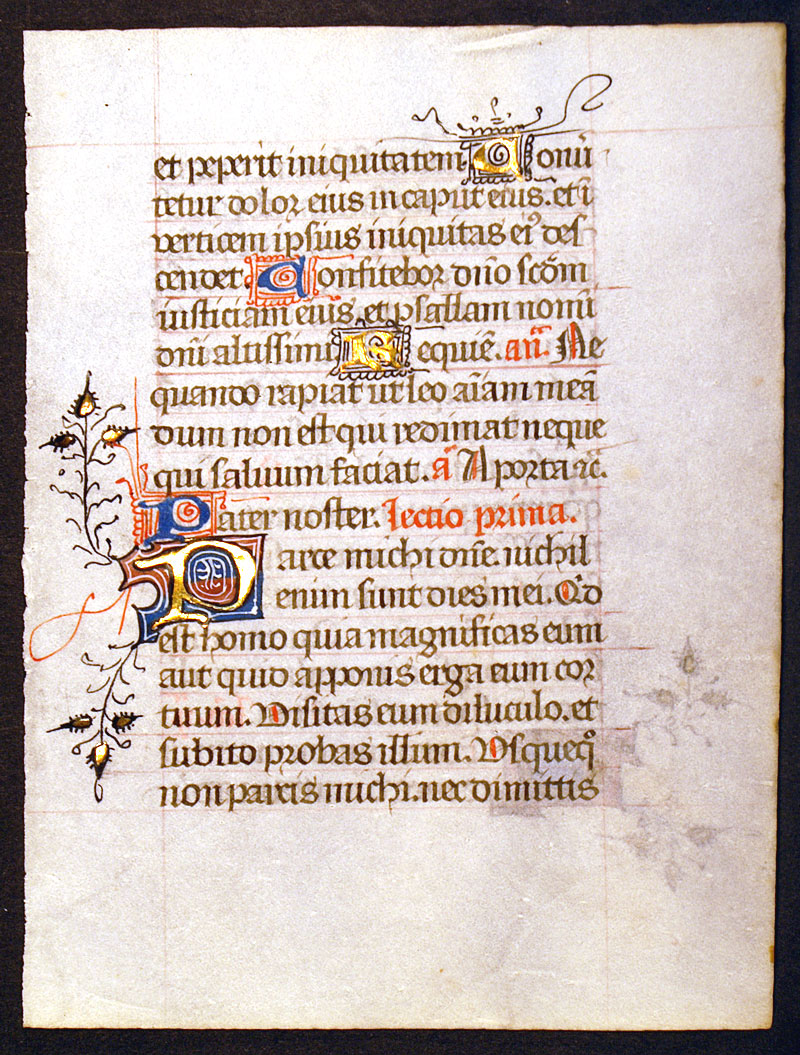 Medieval Book of Hours Leaf c 1450-70 - Patience of Job