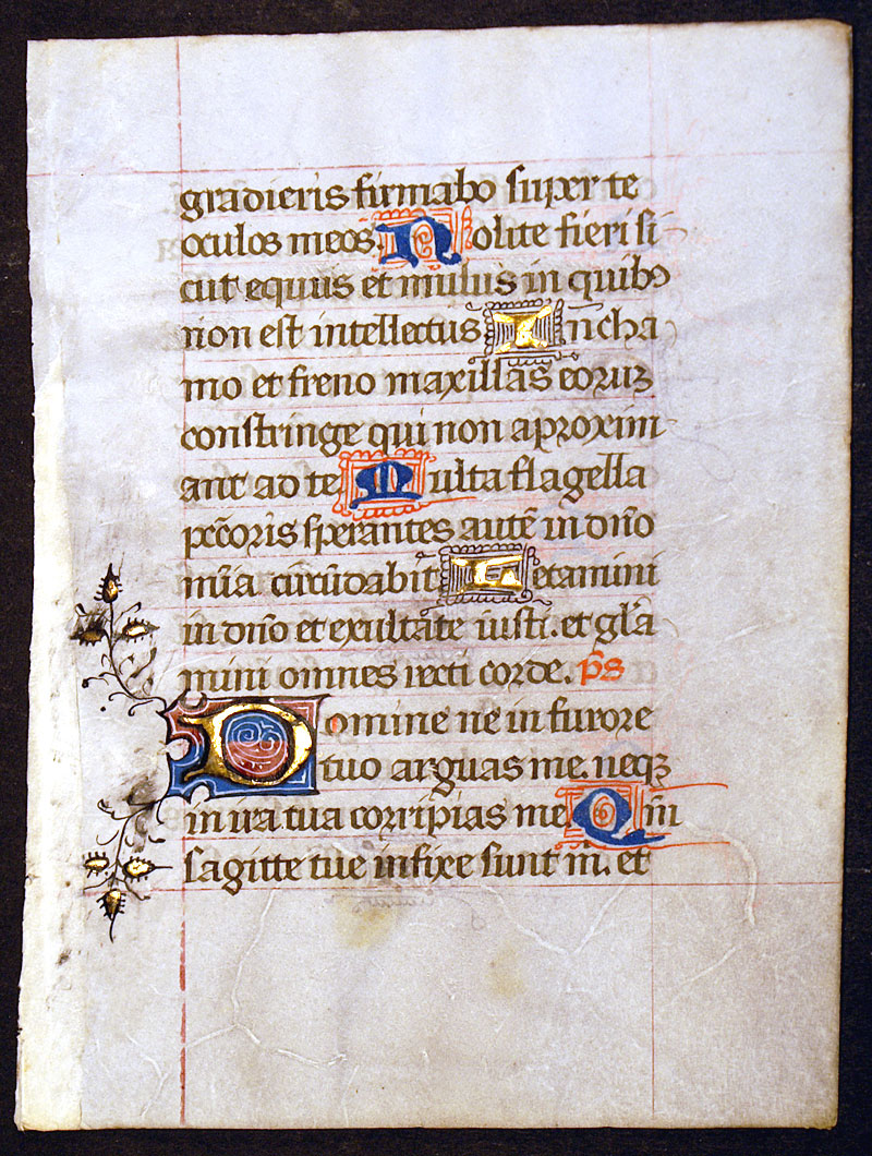 A Medieval Book of Hours Leaf c 1450-70 Psalms