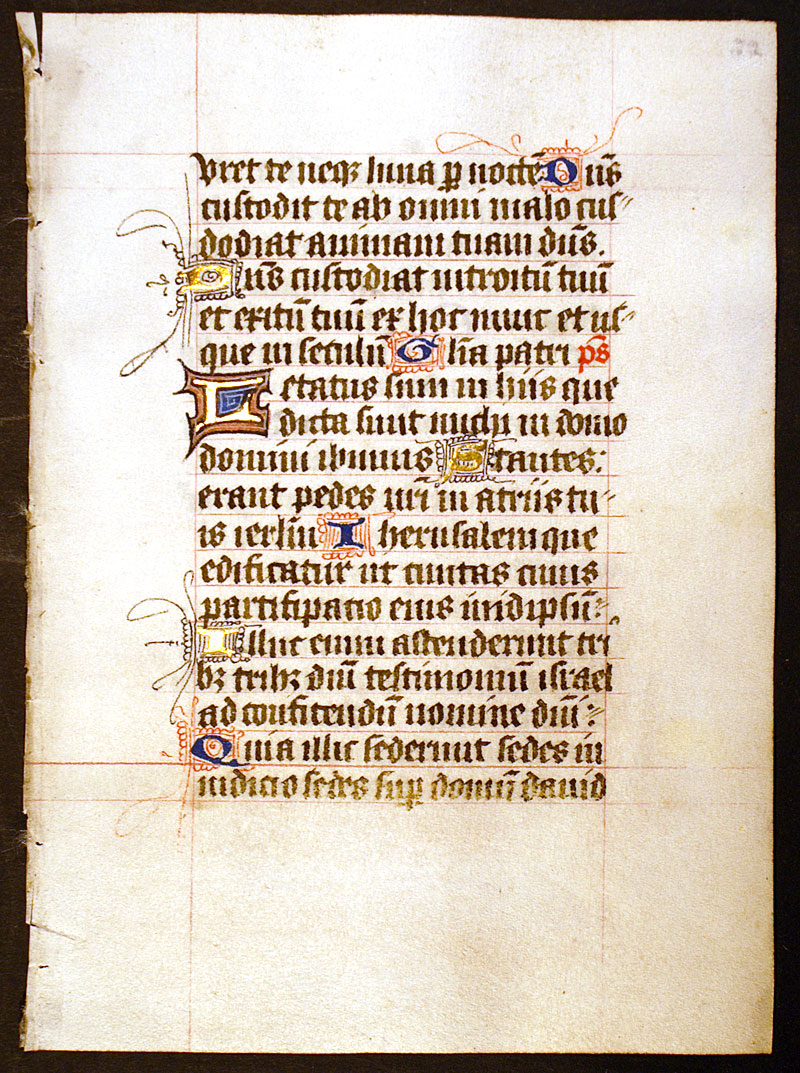 Medieval Book of Hours Leaf c 1450 - Sarum Use - Psalms