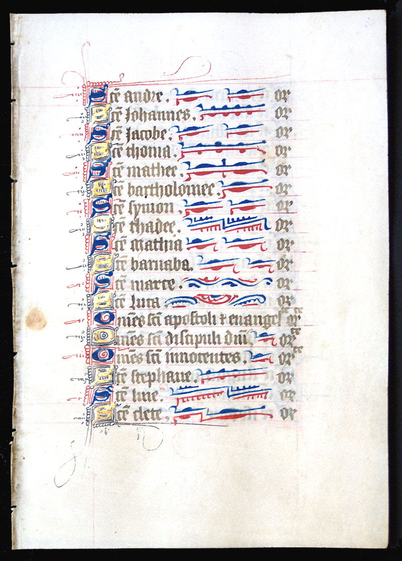 Book of Hours Leaf c 1450 - for English Market - Litany