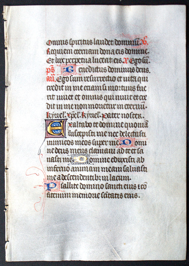 Book of Hours Leaf - c 1450 - I am the resurrection & the life..