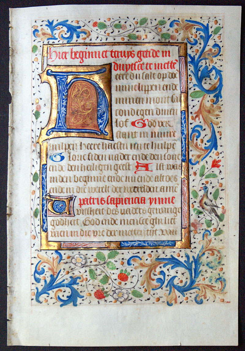 c 1475 Book of Hours Leaf - Dutch - Elaborate borders